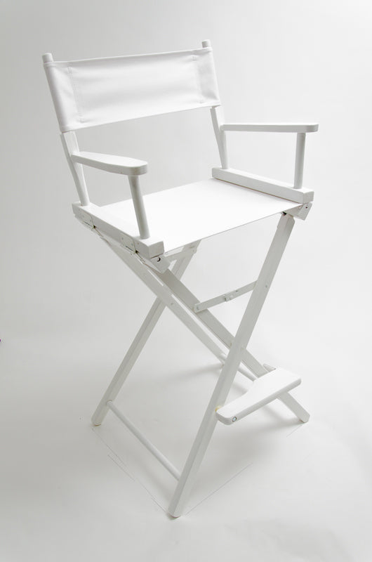 Bar Height (30″) Director’s Chair – White Finish